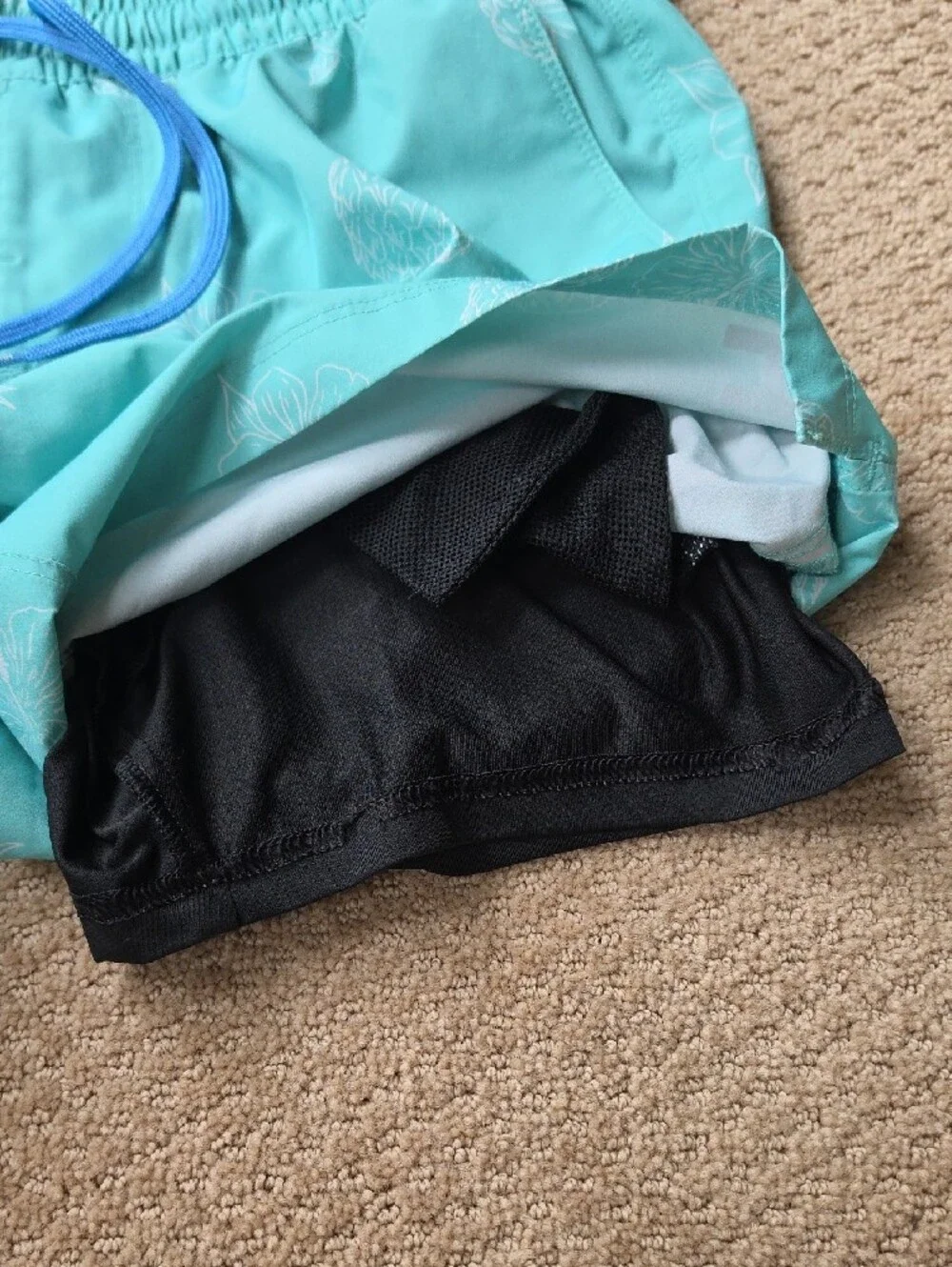 Hurley Aqua Pineapple & Hibiscus Swim Shorts with Blue Drawstring-sm